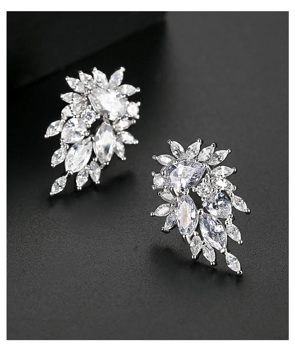 Cubic Zirconia Flower Stud Earrings