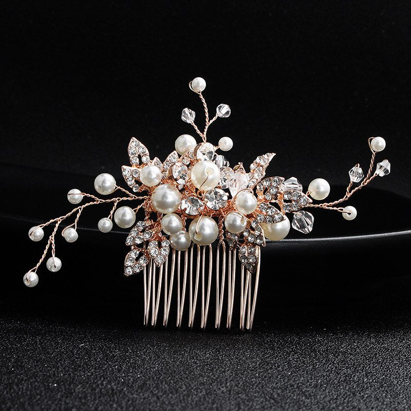 Silver Flower Hair Comb Jewellery Girls Handmade Pearl Hair Pin Hair Comb Bridal Tiaras Wedding Hair Accessory Jewellery