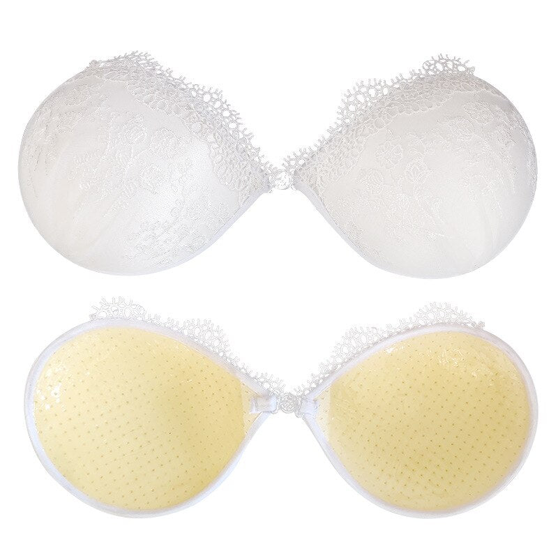 Lace Up Self Adhesive Invisible Strapless Silicone Push Up Bra