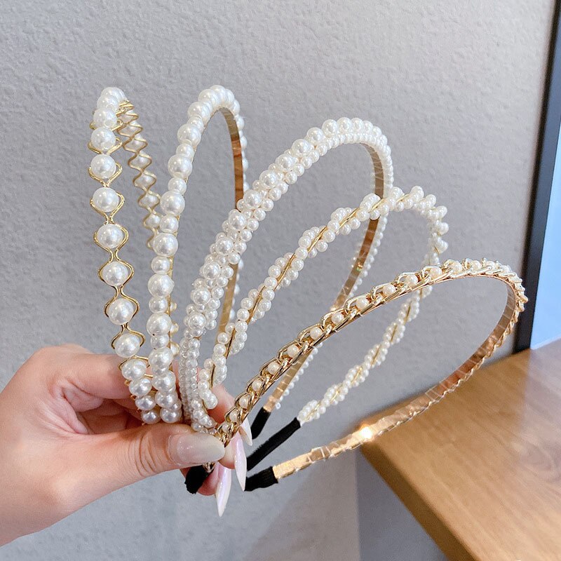 Wedding Pearl Headband Elegant Hair Accessory Simple Hair Korean Handmade Wedding Hair Accessories