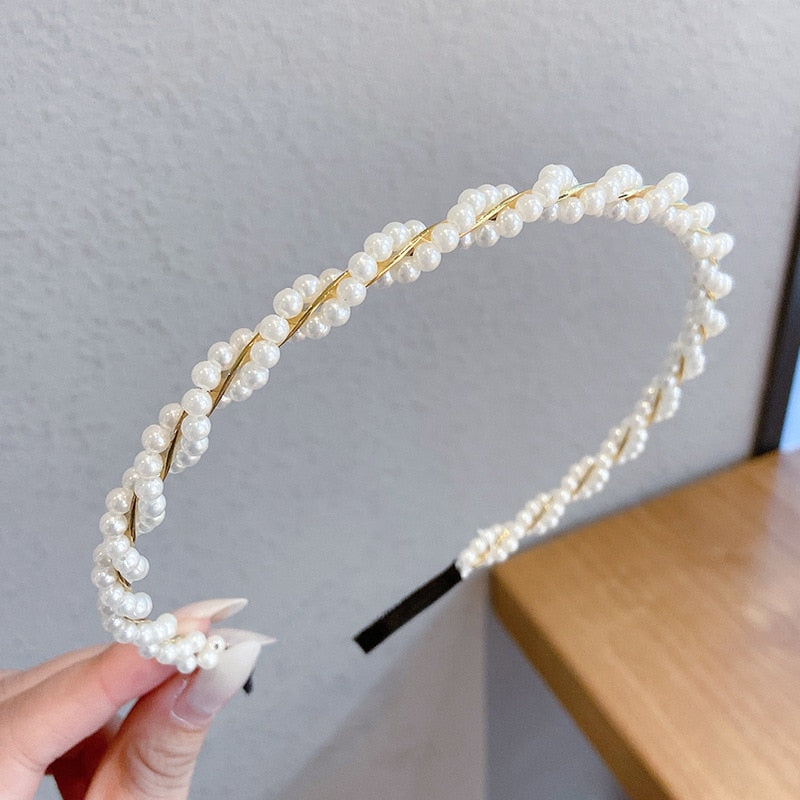 Wedding Pearl Headband Elegant Hair Accessory Simple Hair Korean Handmade Wedding Hair Accessories