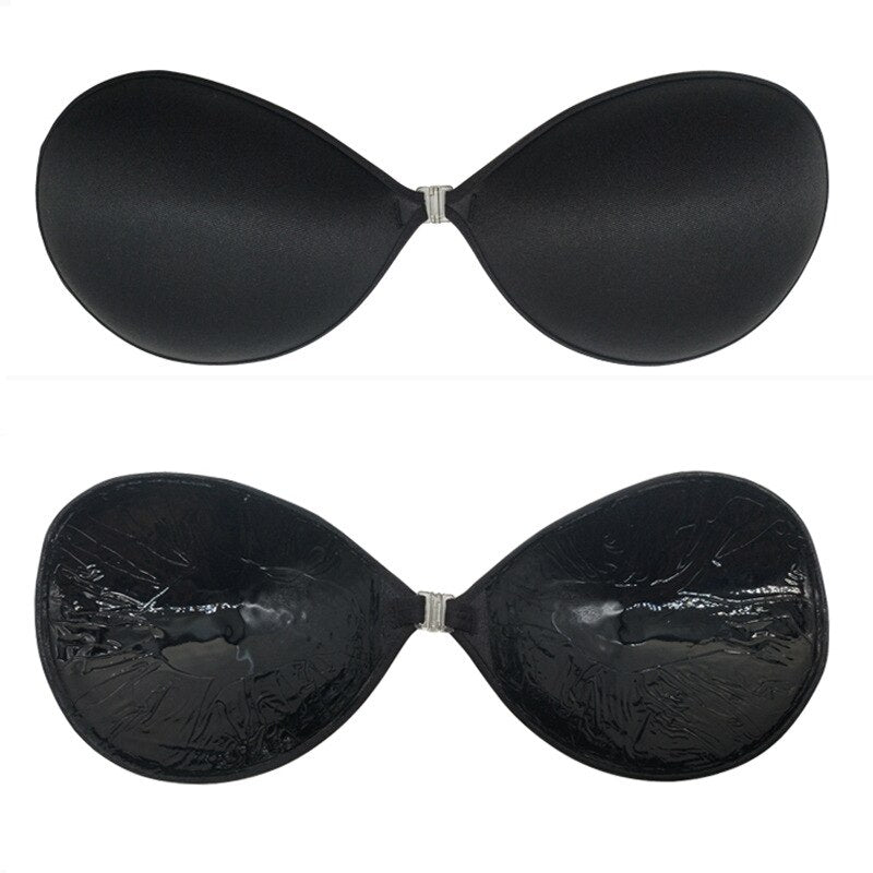 Lace Up Self Adhesive Invisible Strapless Silicone Push Up Bra