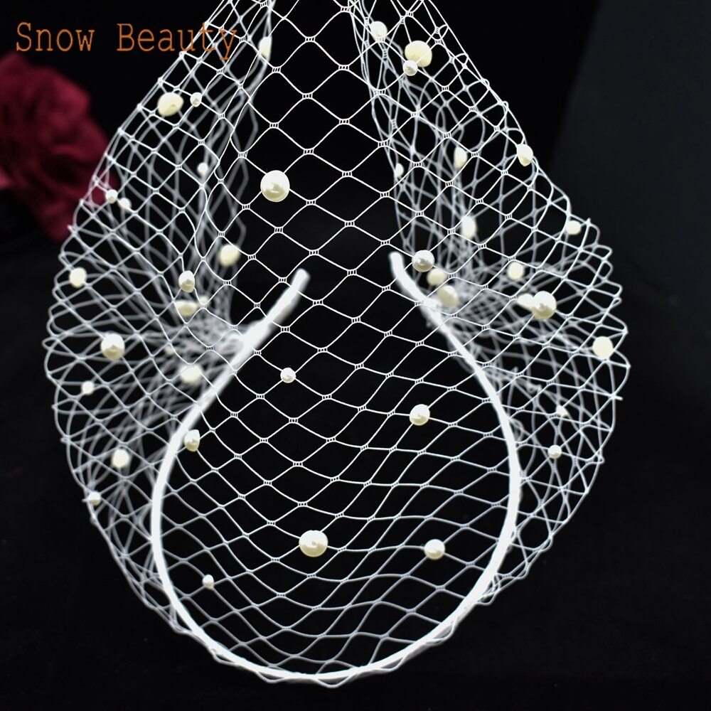 Birdcage Veil Blusher Veil White Headband Veil for Bridal Fascinators Black Face Net Mask Hair Jewellery Accessories Veils