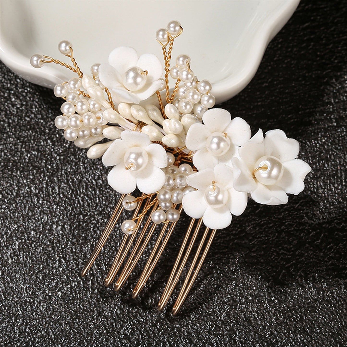 Silver Flower Hair Comb Jewellery Girls Handmade Pearl Hair Pin Hair Comb Bridal Tiaras Wedding Hair Accessory Jewellery