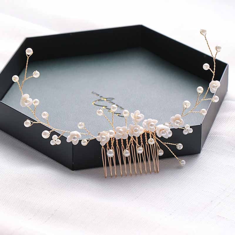 Wedding Hair Accessories Flower Hair Clips Crystal Bride Hair Pin Pearl Hair Combs Girls Jewellery
