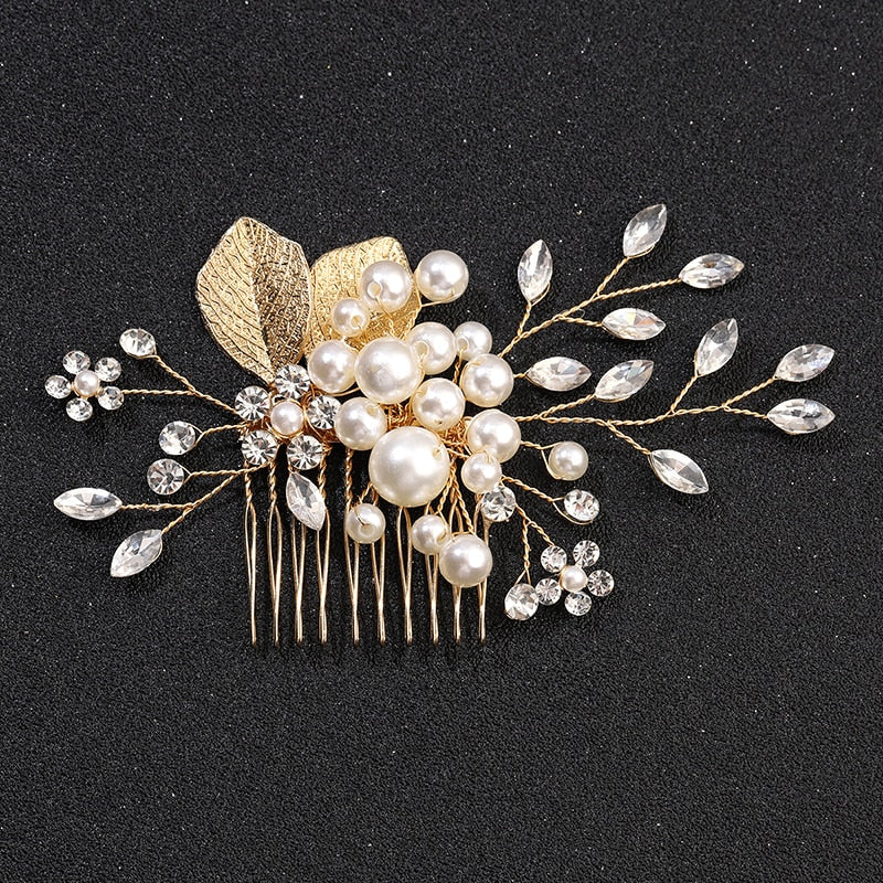 Wedding Hair Accessories Flower Hair Clips Crystal Bride Hair Pin Pearl Hair Combs Girls Jewellery