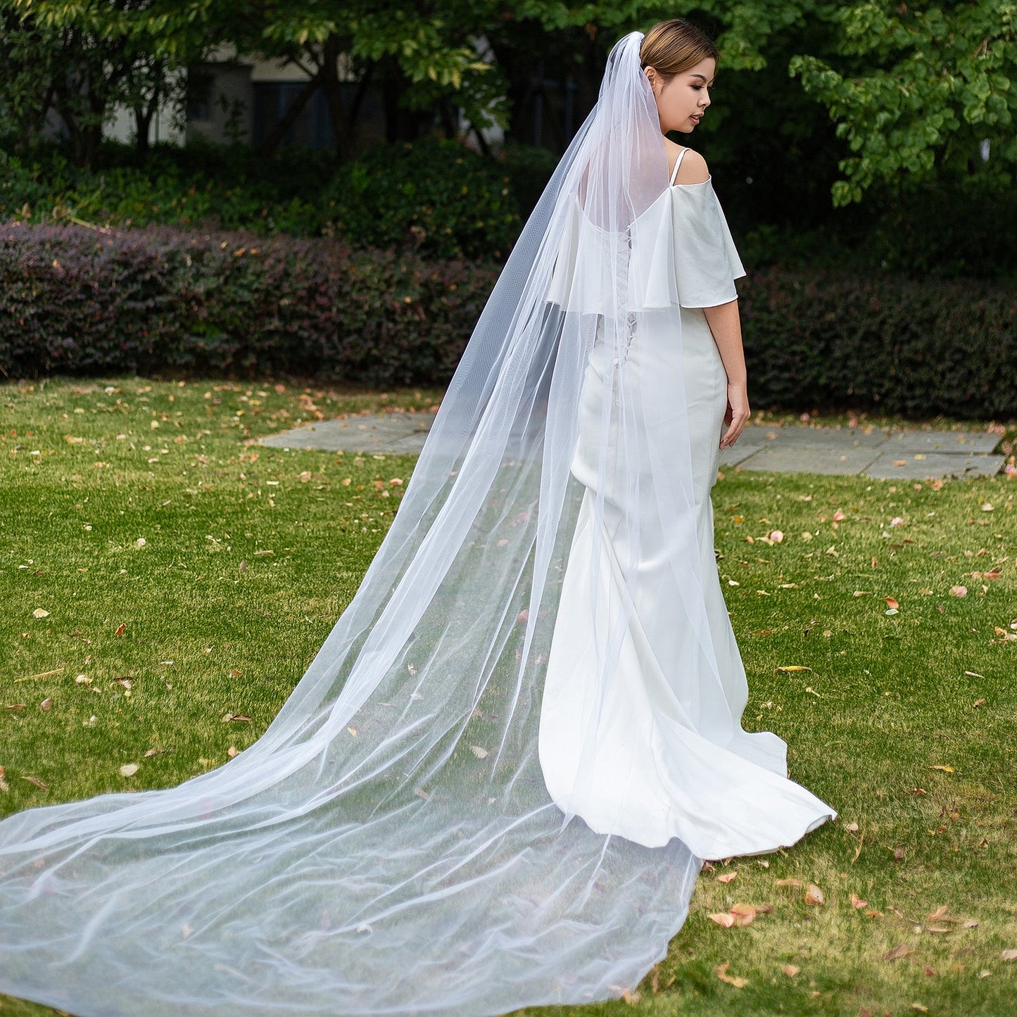 Long Cathedral Wedding Veil for Garden Wedding
