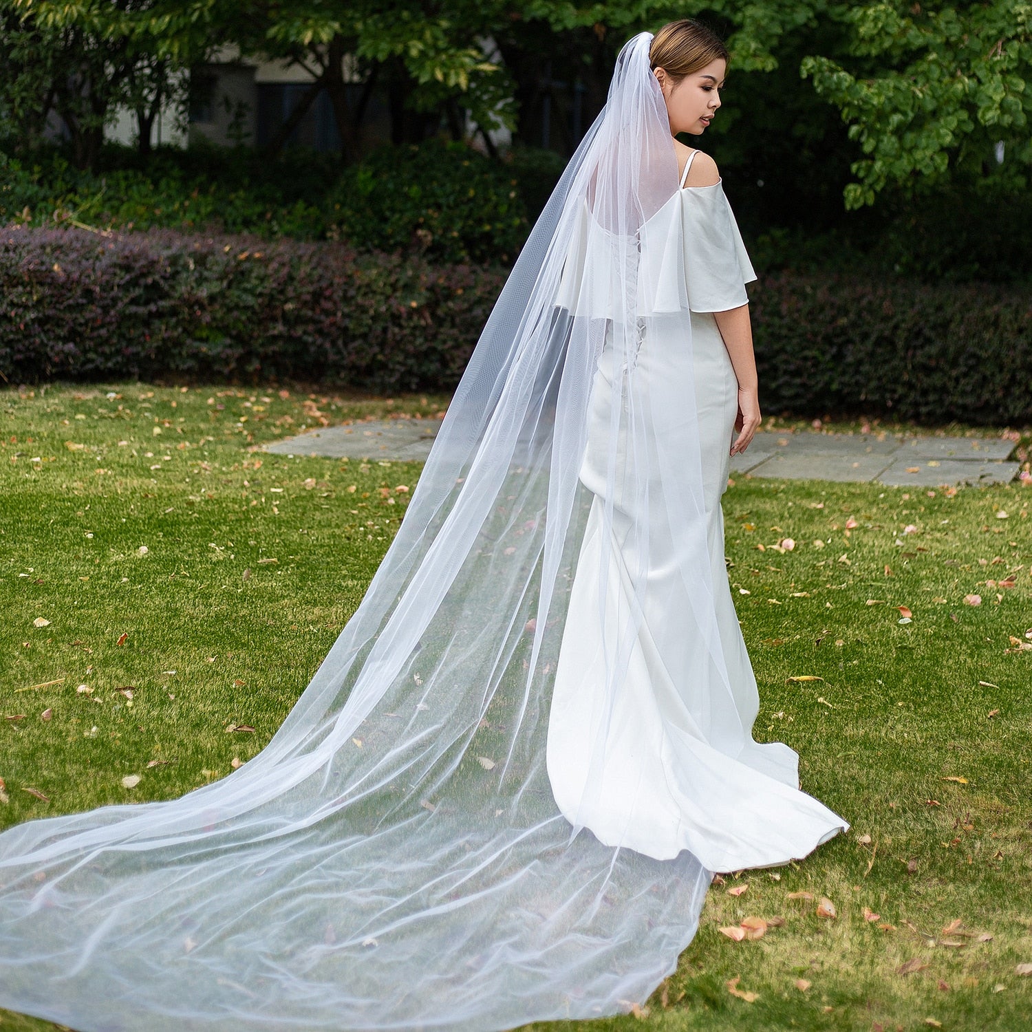 Long Cathedral Wedding Veil for Garden Wedding