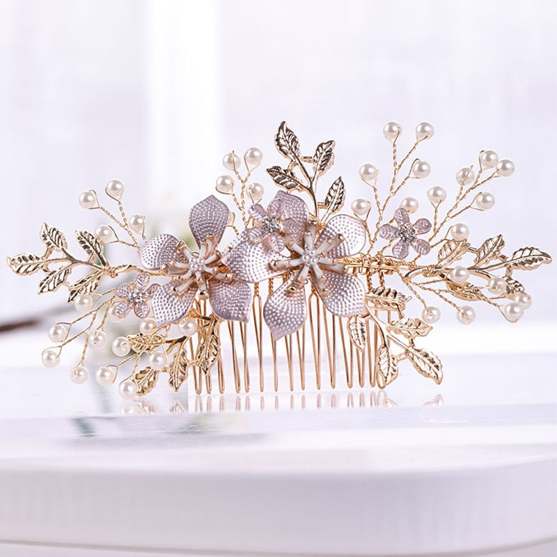 Wedding Hair Accessories Flower Hair Clips Crystal Bride Hair Pin Pearl Hair Combs Girls Jewellery