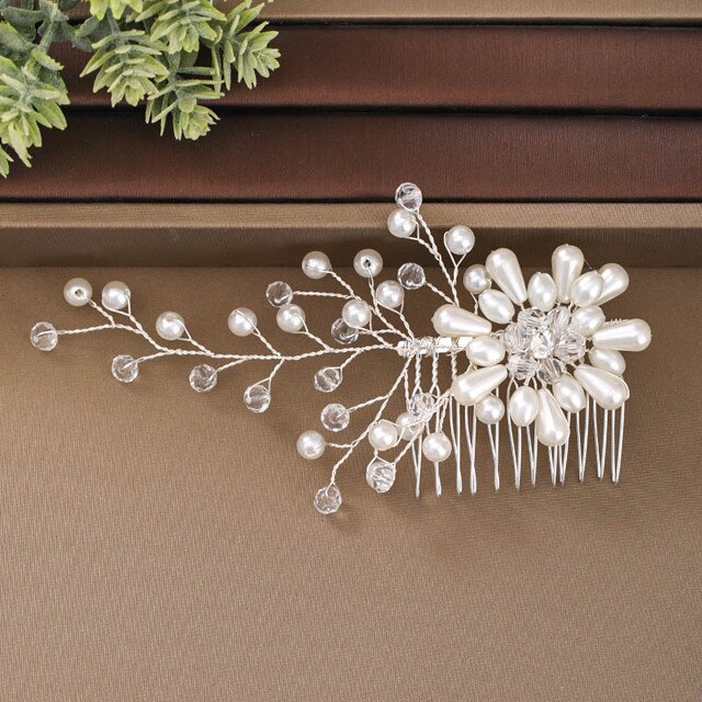 silver floral wedding hair accessory