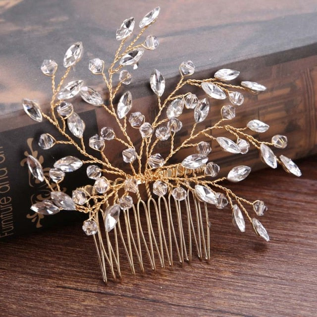 golden wedding hair accessory