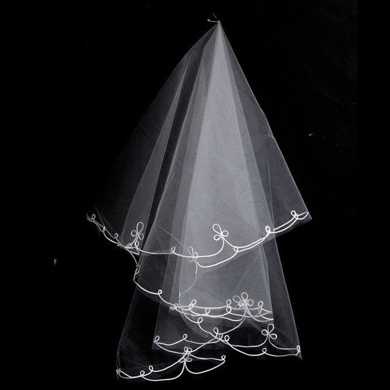 Short Simple Wedding Veil Tulle Two Layer With Comb White Ivory Bridal Veil for Bridal Wedding Accessories