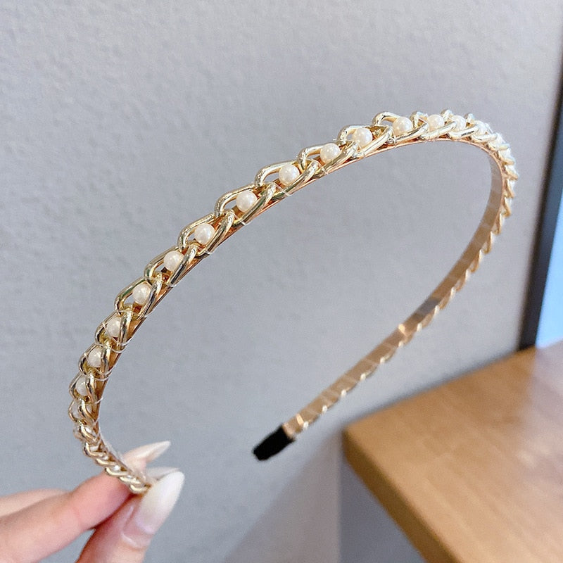 Wedding Pearl Headband Elegant Hair Accessory Simple Hair Korean Handmade Wedding Hair Accessories