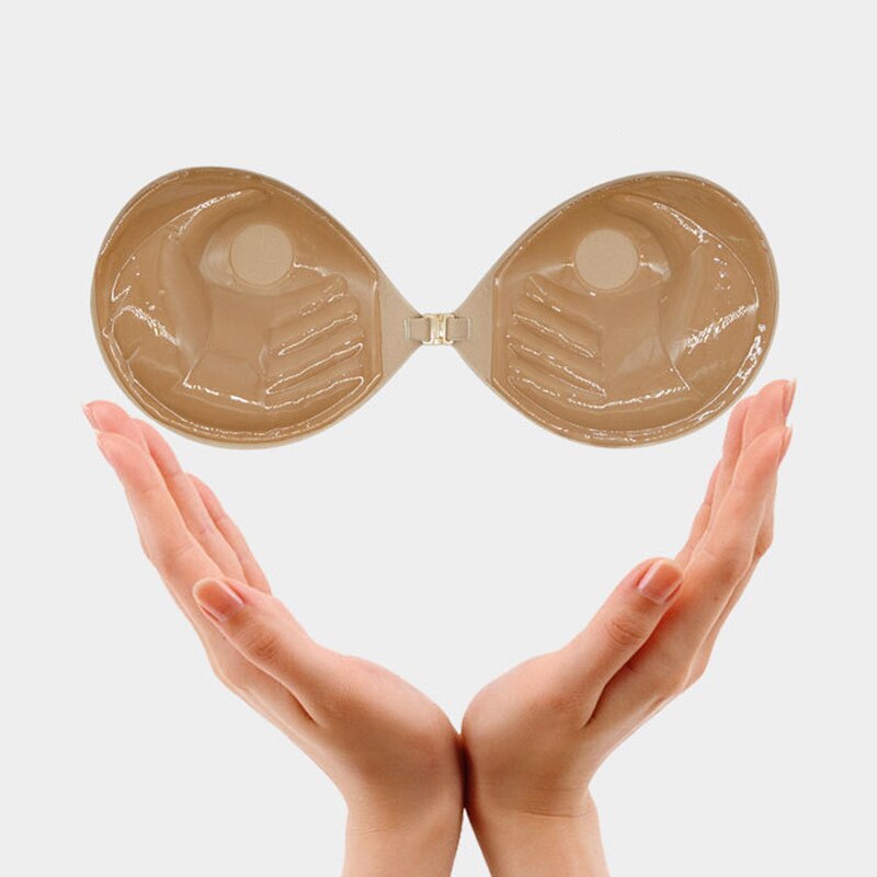 Lace Up Self Adhesive Invisible Strapless Silicone Push Up Bra