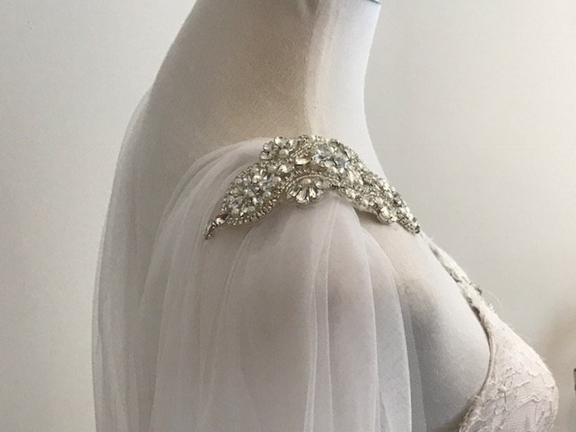 Rhinestone Bridal Cape Details
