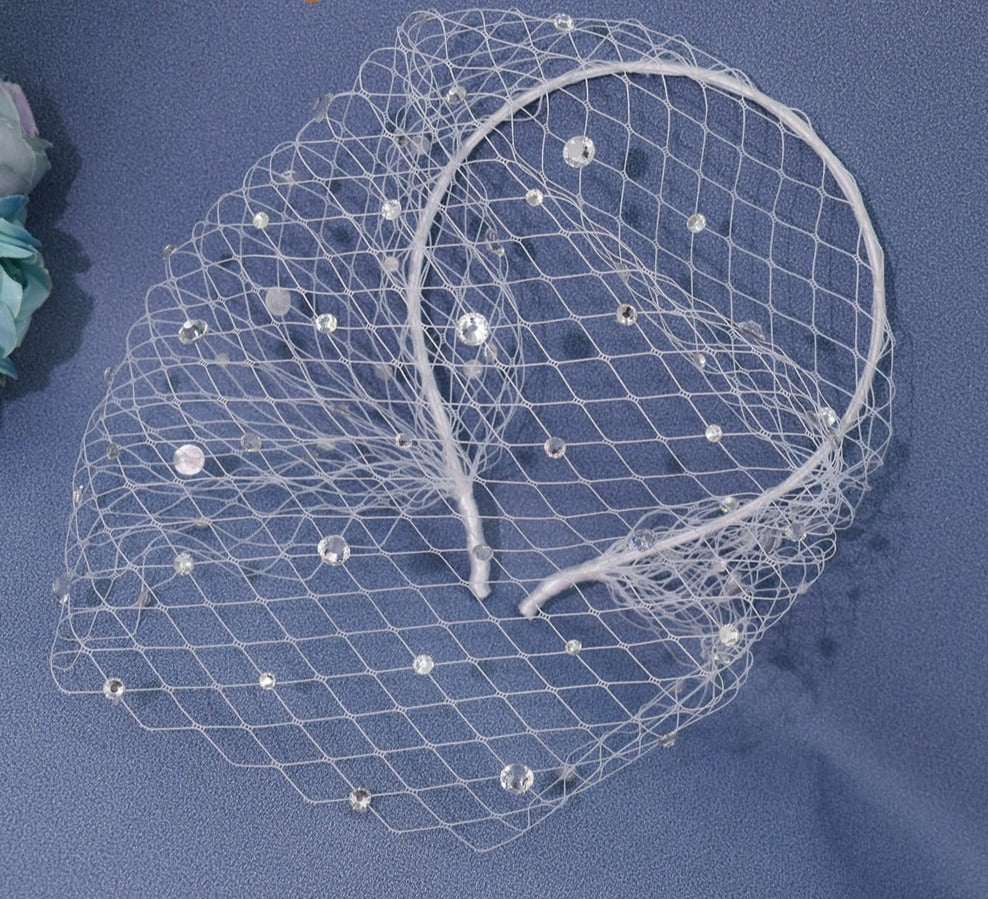 Birdcage Veil Blusher Veil White Headband Veil for Bridal Fascinators Black Face Net Mask Hair Jewellery Accessories Veils