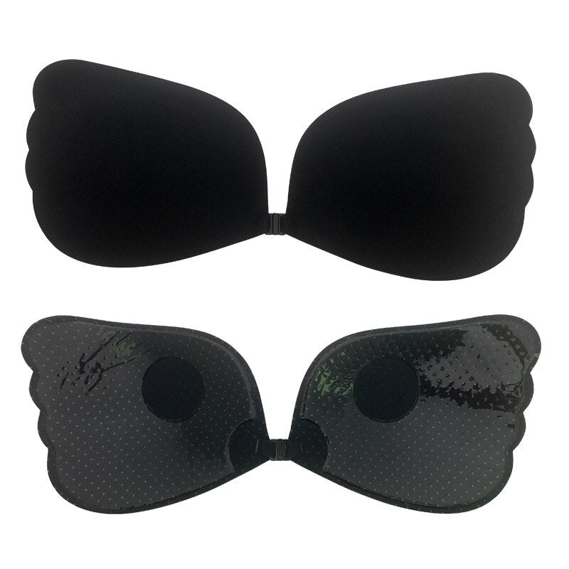 Lace Up Self Adhesive Invisible Strapless Silicone Push Up Bra