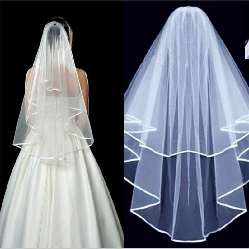 Short Simple Wedding Veil Tulle Two Layer With Comb White Ivory Bridal Veil for Bridal Wedding Accessories