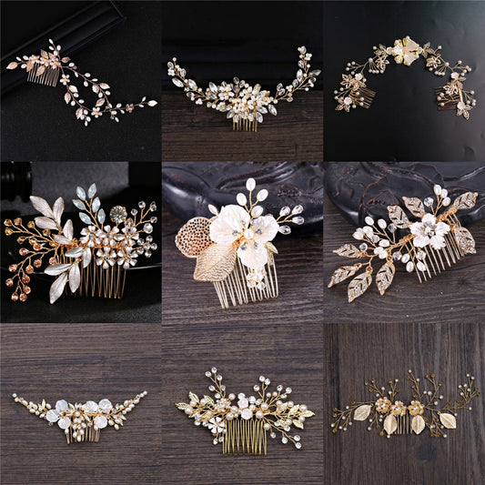 Wedding Hair Accessories Flower Hair Clips Crystal Bride Hair Pin Pearl Hair Combs Girls Jewellery