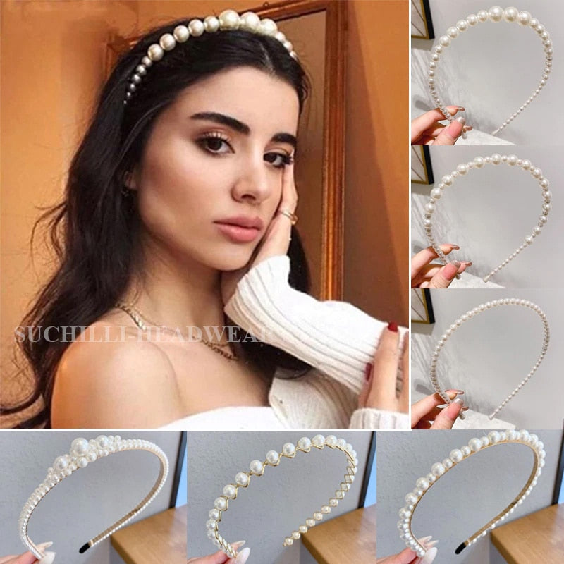 Wedding Pearl Headband Elegant Hair Accessory Simple Hair Korean Handmade Wedding Hair Accessories