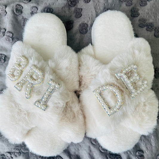 Fluffy Bridal Slippers