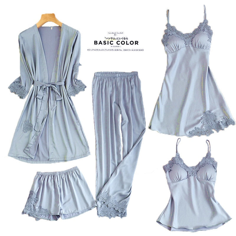 Baby Blue Sexy Nightie Camisole Set RObe