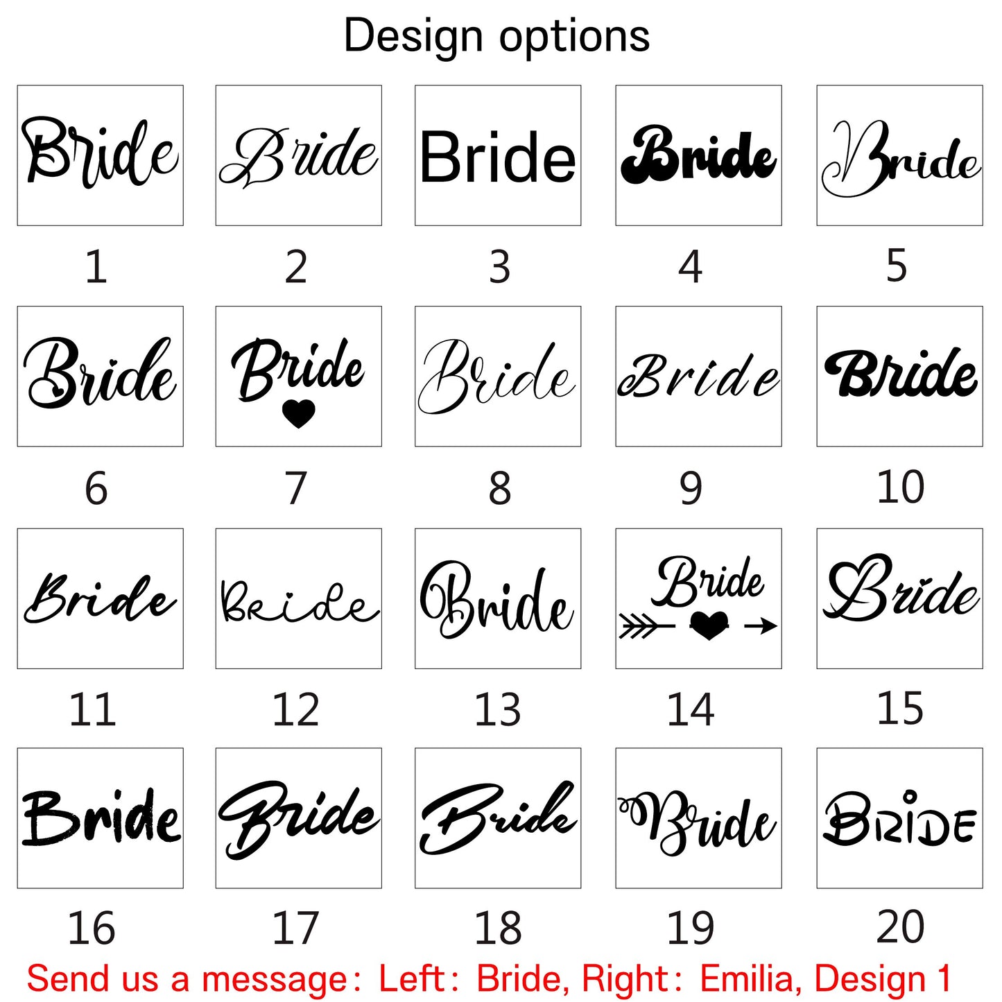 Font Options for Customised Wedding Slippers Sydney