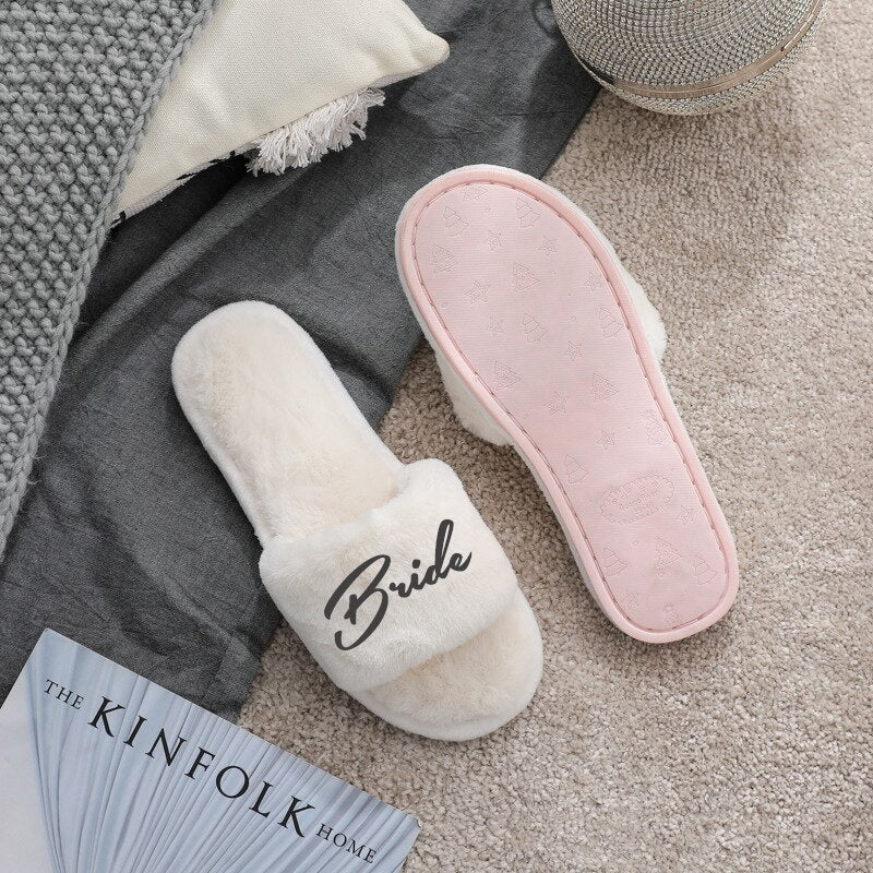 Warm Fluffy Customise Bridal Slippers